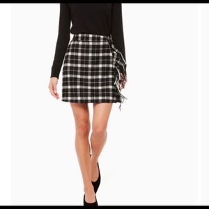 Kate Spade Wool Plaid fringe skirt